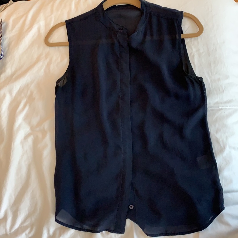 Equipment Navy blue  sleeveless button down